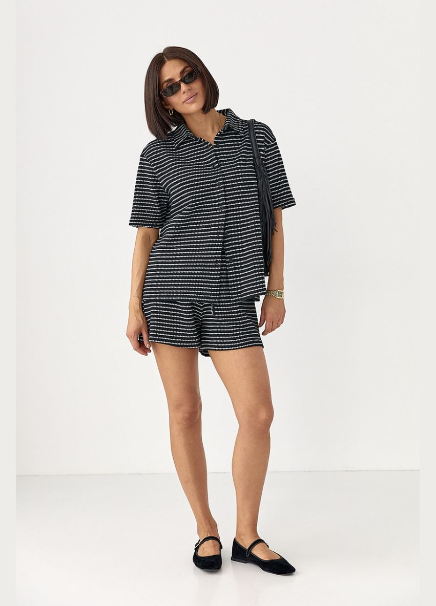 Вязаный костюм в полоску с рубашкой и шортами Lurex Костюм-двойка (334016734)