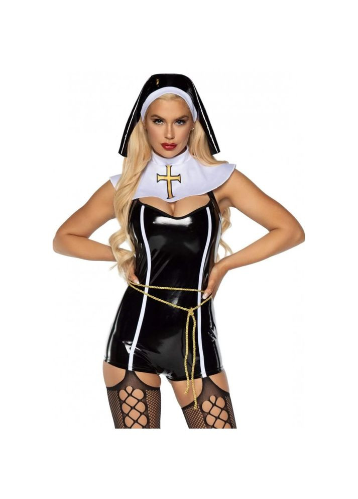 Костюм черниці,, з вінілу, чорного кольору Leg Avenue (347315312)