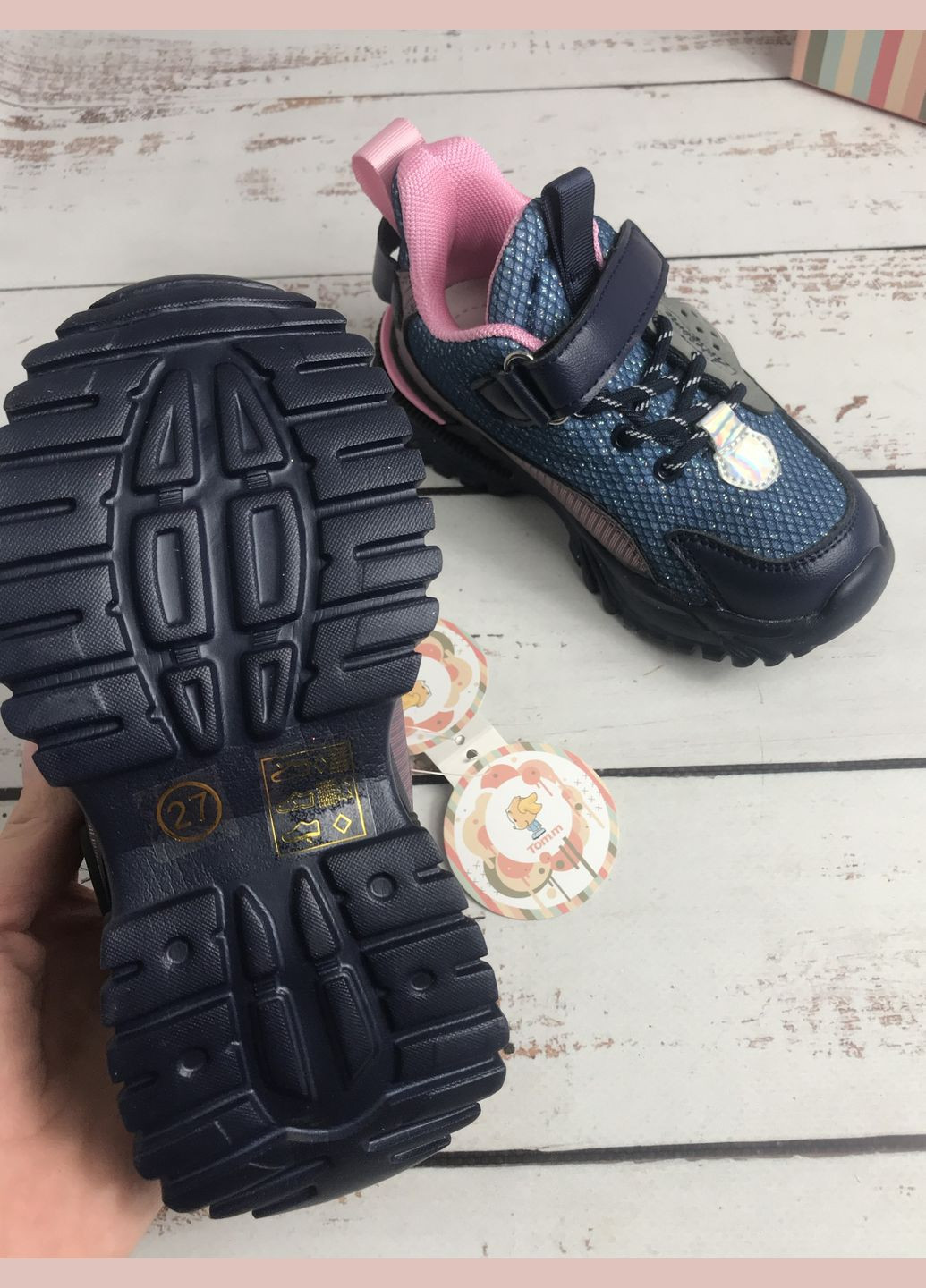 Темно-синие всесезонные кроссовки детские для девочки том.м темно-синий (517) Том.М