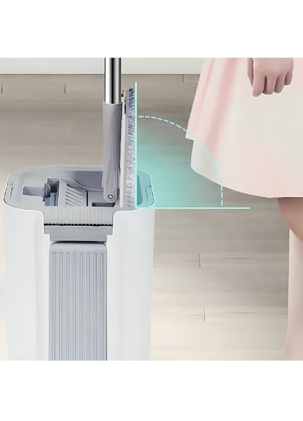 Комплект швабра лентяйка з поворотом 360° розбірне пластикове відро з віджимом на 8 літрів для прибирання (480231-Prob) Білий Unbranded (331960111)