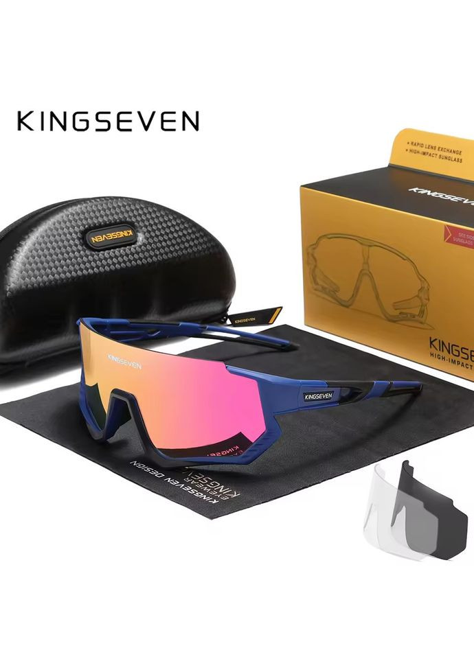 Противоударные велосипедные поляризационные солнцезащитные очки LS910 Blue Pink KINGSEVEN (359397224)