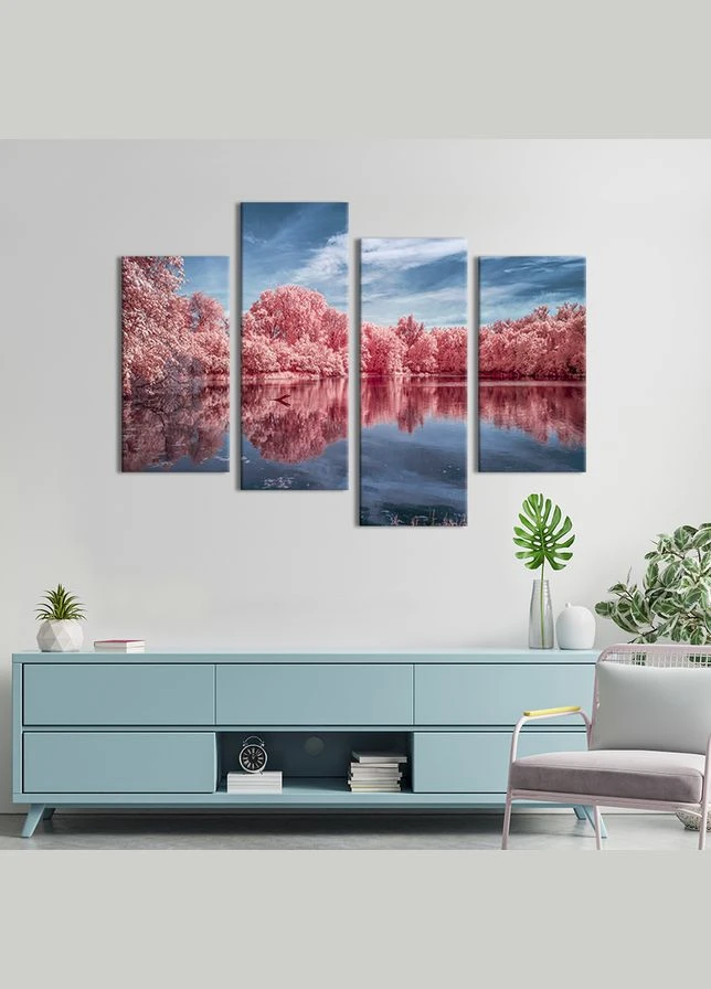 Модульная картина из четырех частей Ароматные сакуры на берегу 129x90 см (608-42) KilArt (380032553)