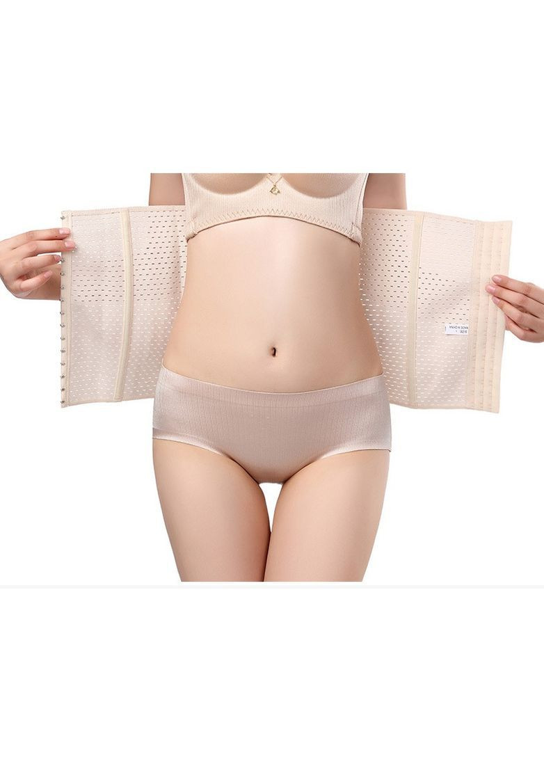 Утягувальний пояс-корсет поліефірне волокно з гачками та ребрами жорсткості розмір S колір беж No Brand (366963136)
