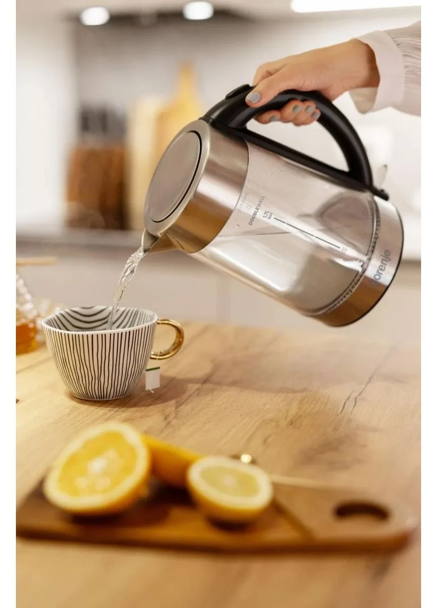 Електричний чайник 1.7л, 2200 Вт, з контролем Strix, скляний,. Gorenje (393479853)