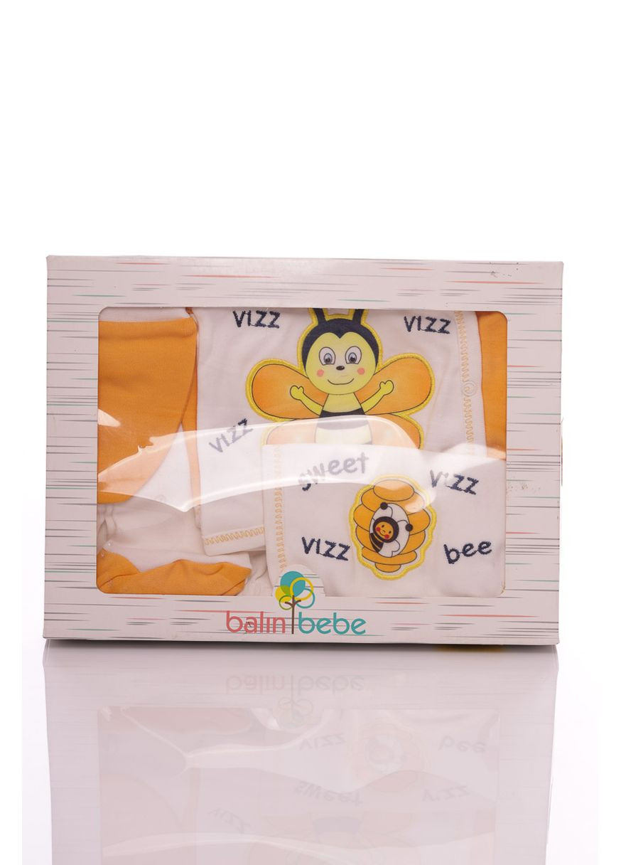 Помаранчевий набір розпашонка, повзунки та шапочка в коробці з бджілкою помаранчевий. 62 см (40201) BABYKROHA