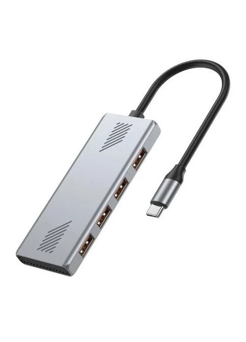 Хаб USB UHB-CM-U310-A4-01, Grey, Type-C 3.2 - 4xUSB 3.2, кабель 18 см, алюминиевый корпус UHB-CM-U310-A4-01 Gembird (395340888)
