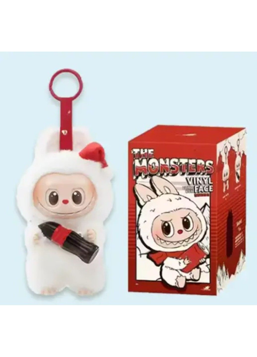 М'яка іграшка брелок підвіска монстр Лабубу з колою Labubu Coca Cola 19 см No Brand (342336226)