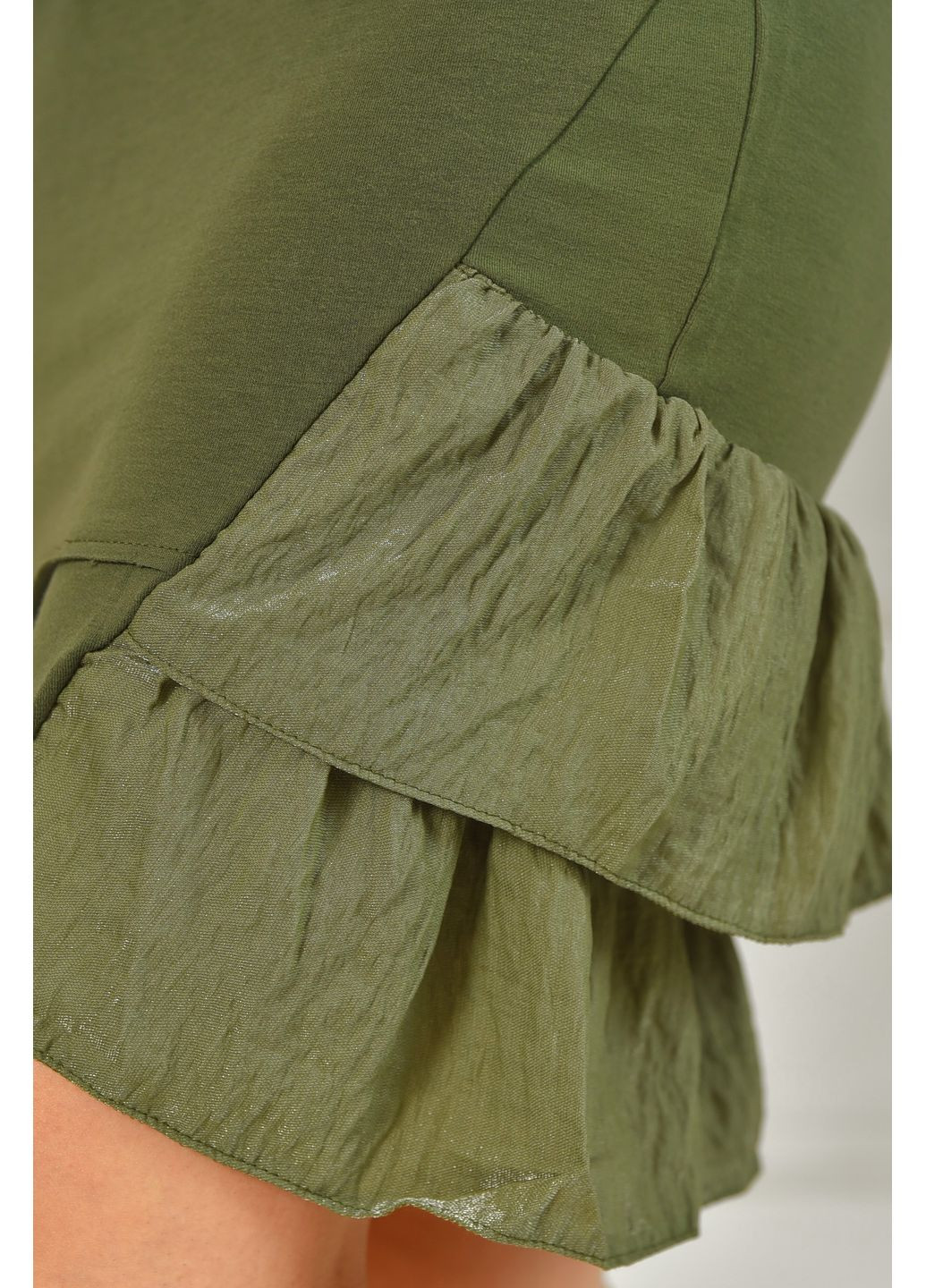 Оливкова (хакі) джинсова сукня жіноча кольору хакі а-силует Let's Shop однотонна