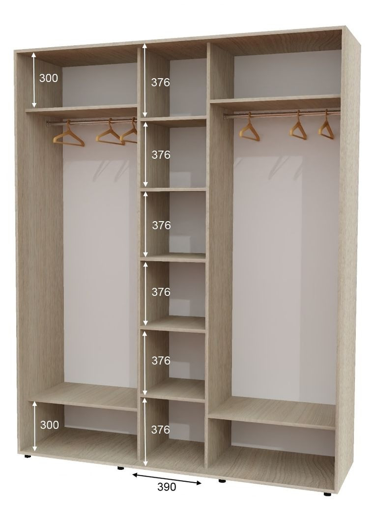 Шафа-купе тридверна 180*60*250 см Дуб Шамоні світлий 3 двері ДСП ШК-04 Алекса (360475279)