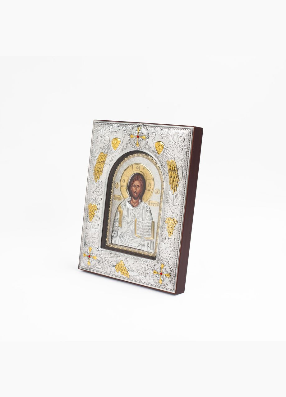 Икона Иисуса Христа 20x25x3см в серебряной прямоугольной рамке с позолотой под стеклом Prince Silvero (265215669)