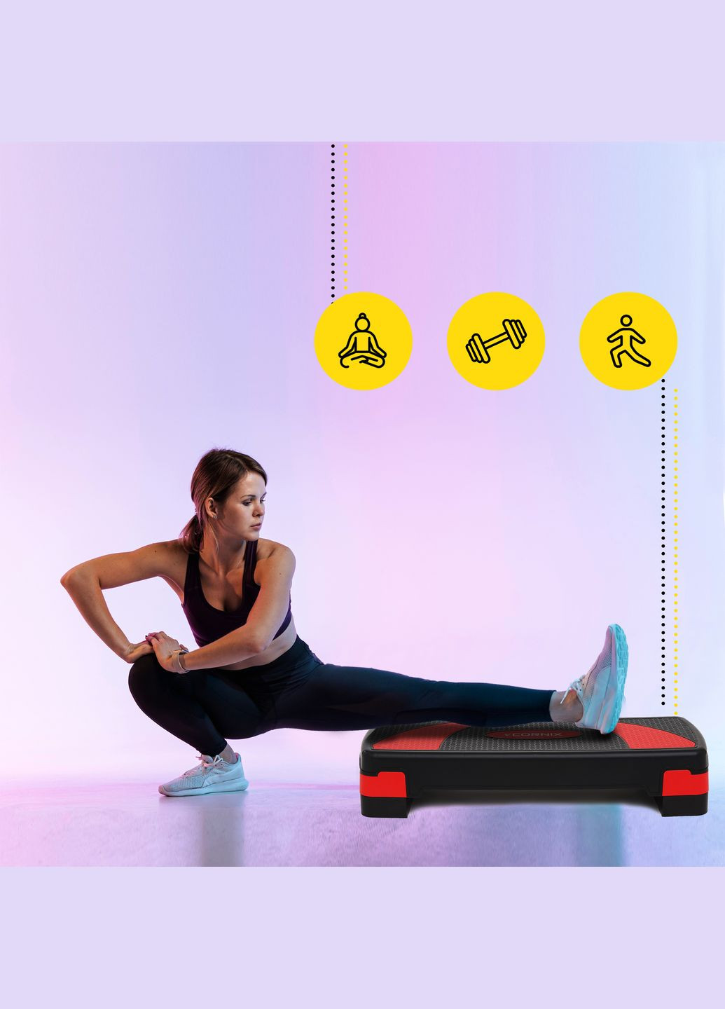 Степ-платформа 3-ступінчаста 78 х 29 х 10-20 см Black/Red Cornix XR-0185 (275654257)