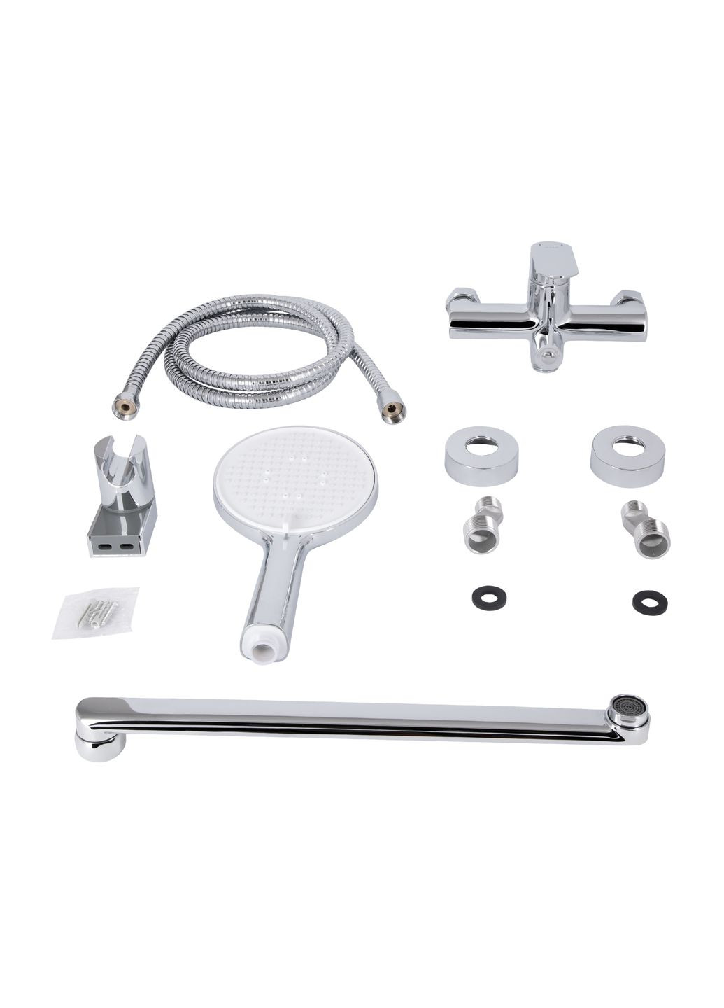 Змішувач для ванни Evia з довгим поворотним виливом (з душовим гарнітуром) QTEVI260CRM47579 Chrome Qtap (351898612)