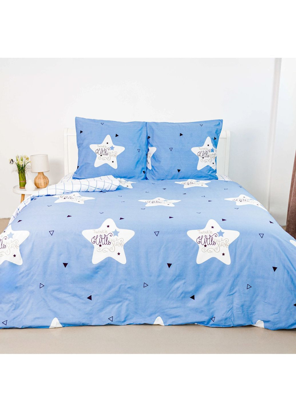 Евро комплект постельного белья Бязь с наволочками 70*70 см, 115 гр/м2 Twinkle Stars Синий (19800200215) ТЕП (365851985)
