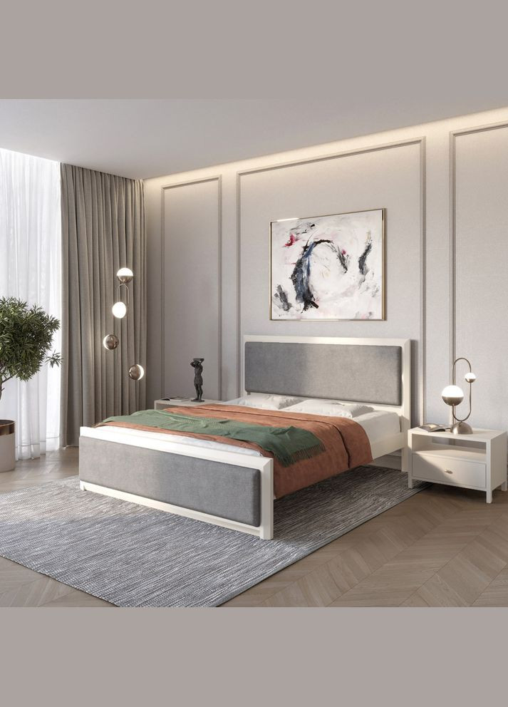 Односпальная деревянная кровать Барселона Б4 (S2005Y50R)/Аляска 93 (Серый) 90х200 см (MBG-14031) Mebigrand (366086112)