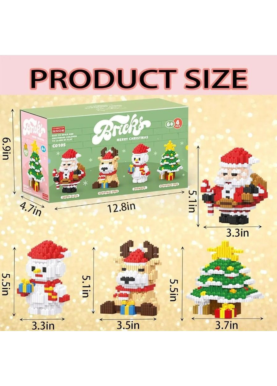 Різдвяний конструктор 4в1 Санта, Олень, Сніговик і Ялинка, 2803 деталей у подарунковій упаковці — великий святковий набір No Brand (364191334)