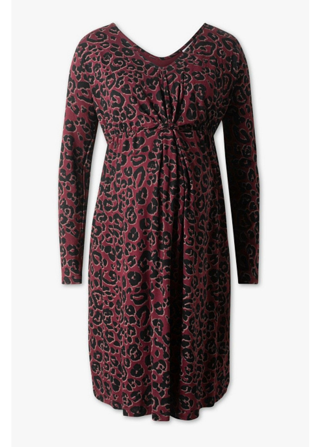 Бордовое кэжуал платье для беременных C&A леопардовый