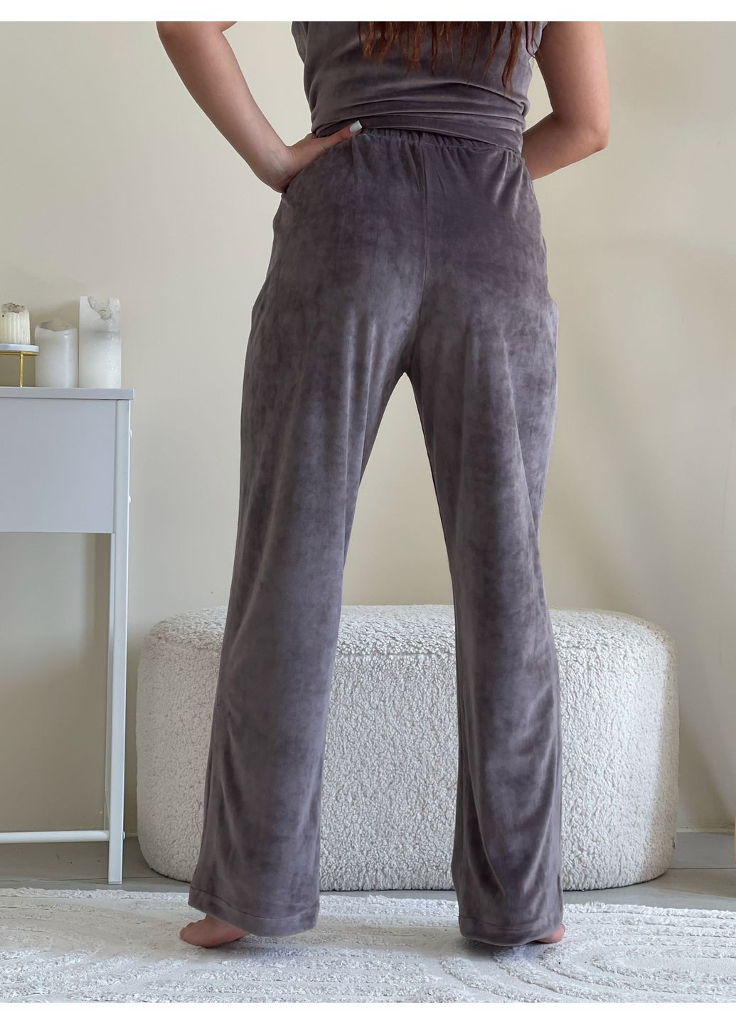 Серая зимняя женская пижама кофта + брюки No Brand 100002414