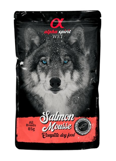 Вологий повнораціонний корм Salmon Mousse Dog з лососем для собак пауч 85 г (8436586311612) Alpha Spirit (361019515)