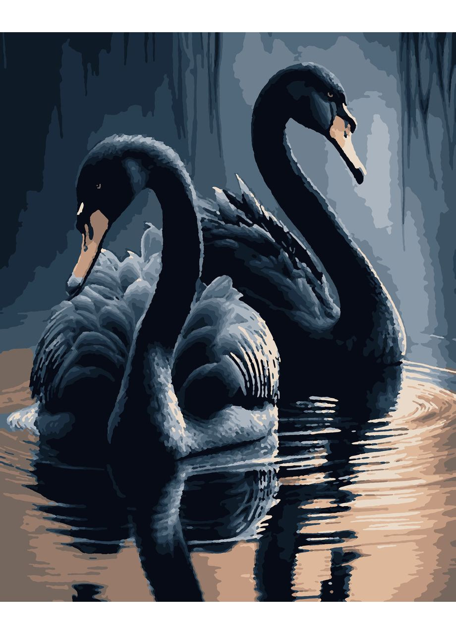 Картина по номерам Черные лебеди 40х50 см PN0745 Artissimo (370452599)