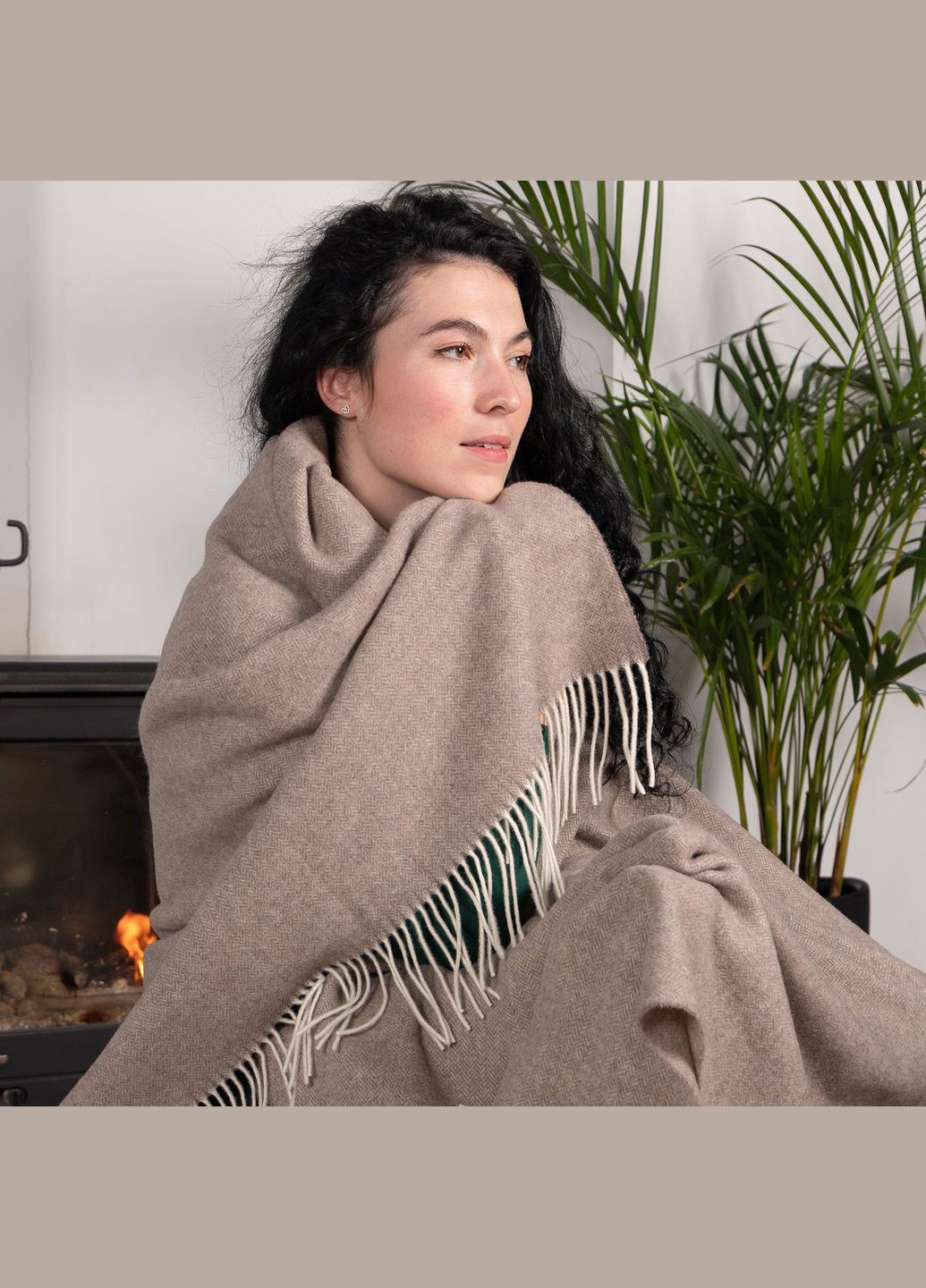 Плед кашеміровий світло-коричневий 140x200 см Love You 4442 (315690640)