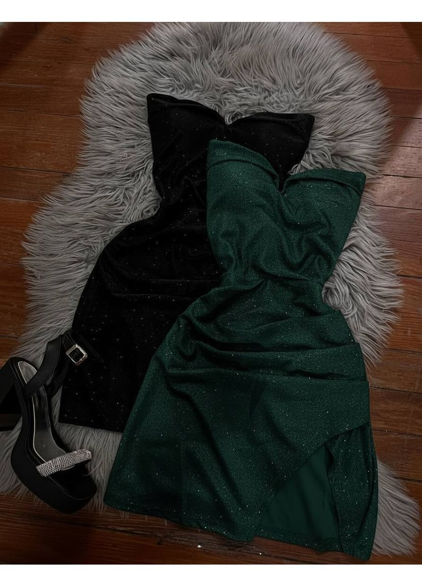 Изумрудное праздничный, вечернее платье No Brand однотонное