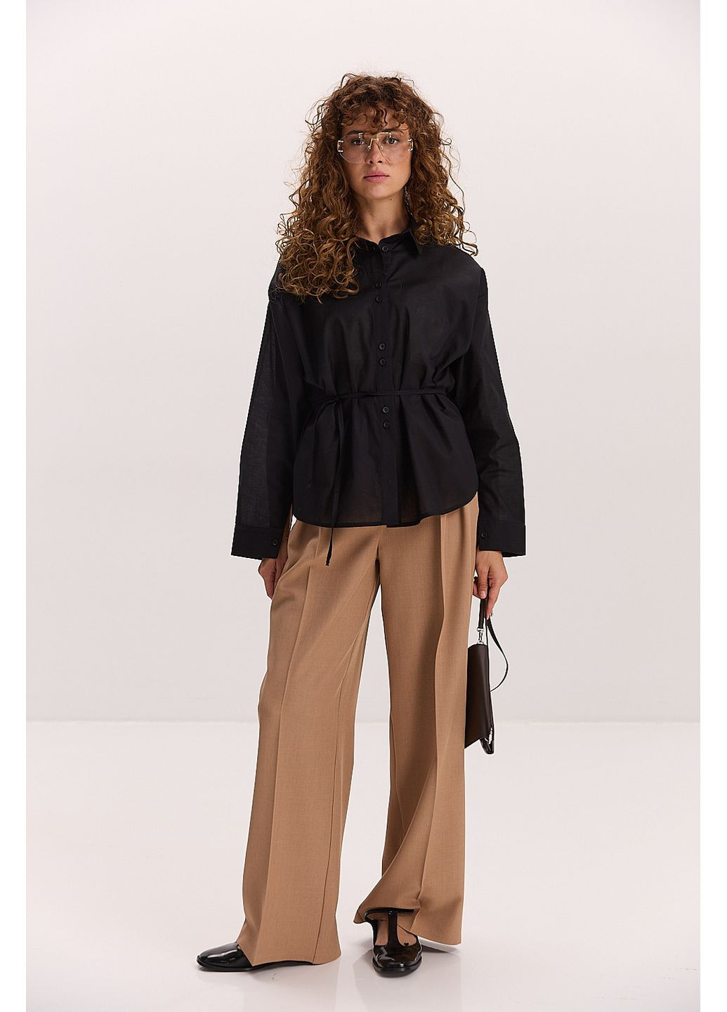 Жіноча сорочка oversize зі шнурком на талії Arjen (354647038)