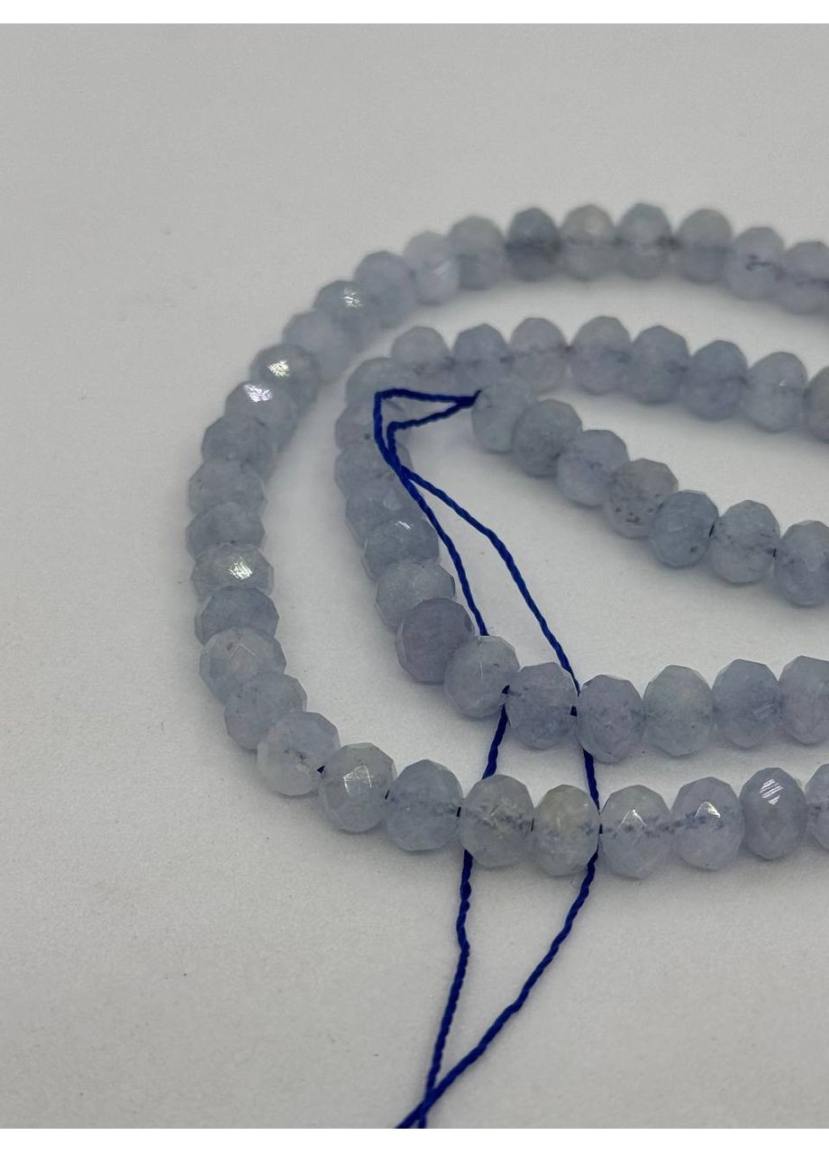Аквамарин на нитці без застібки 4*6 мм 40 см Блакитний No Brand (351355803)