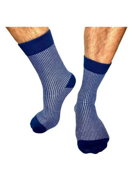 Білі шкарпетки з принтом кольорові смуги високі безшовні дихаючі якісні organic cotton сині носки 39-41 JILL ANTONY (314997183)