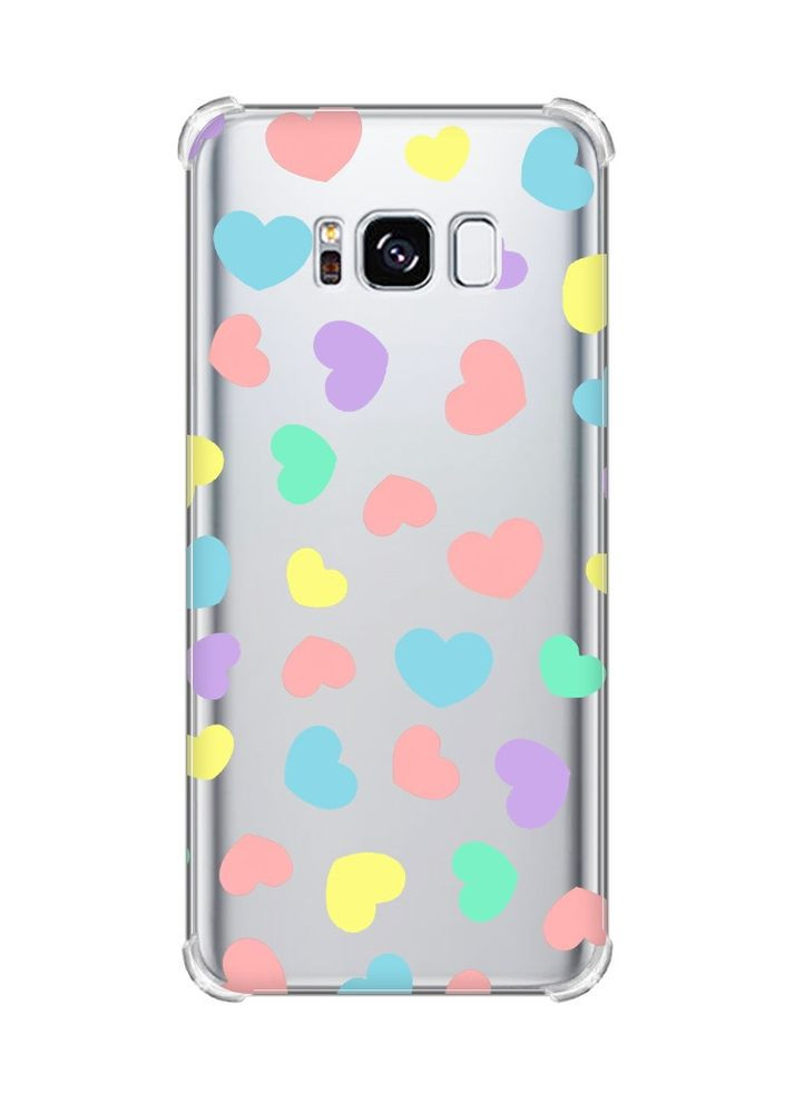 Чехол с утолщёнными углами на Samsung Galaxy S8:: Разноцветные сердечка (принт 335) Creative (360694608)
