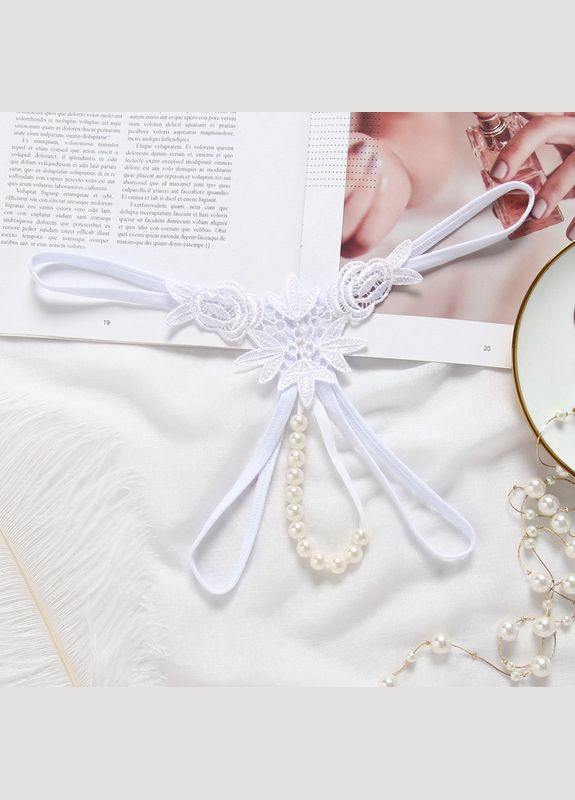 Трусики с разрезом стринги с жемчужинами трусики с бусинками сексуальное эротическое белье Sexy One Size (8-123) No Brand (312005249)