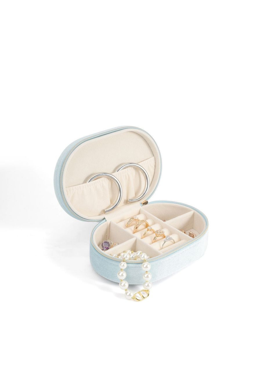 Элегантная бархатная шкатулка для украшений и бижутерии овальной формы нежно голубого цвета, отличный подарок No Brand (326487941)