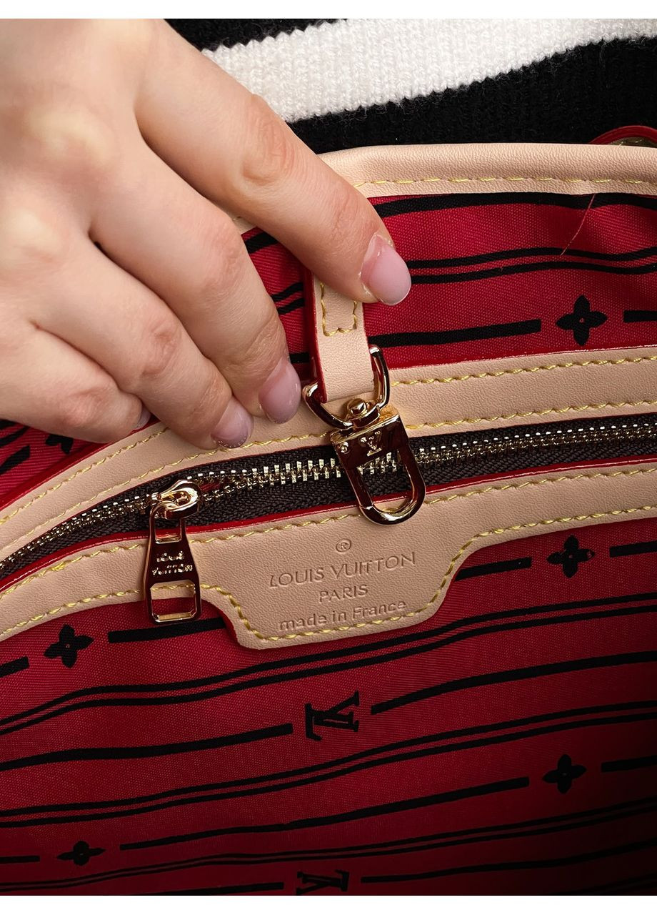 Сумка женскаяNeverfull с бежевыми ручками шопер No Brand (369935389)