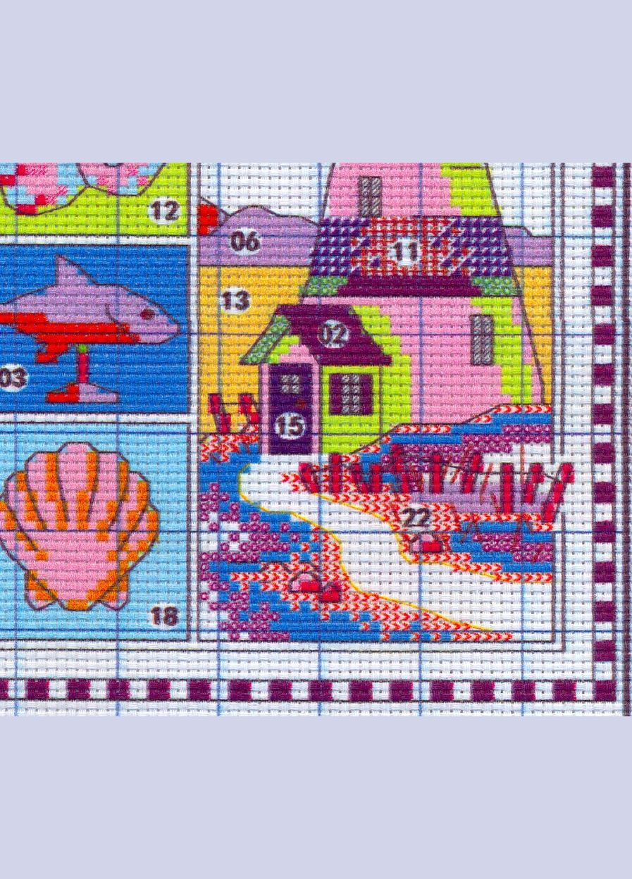 Набор для вышивания по нанесённой на канву схеме "Impression of seaside". AIDA 14CT printed 41*25 см Joy Sunday (313613047)