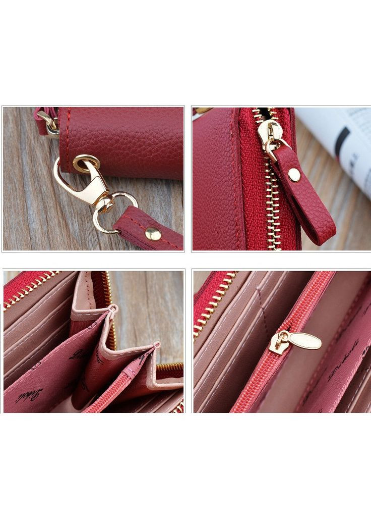 Стильний жіночий гаманець клатч на блискавці з екошкірою ручкою Червоний жіночий гаманець для грошей і документів ProDobro (363259570)