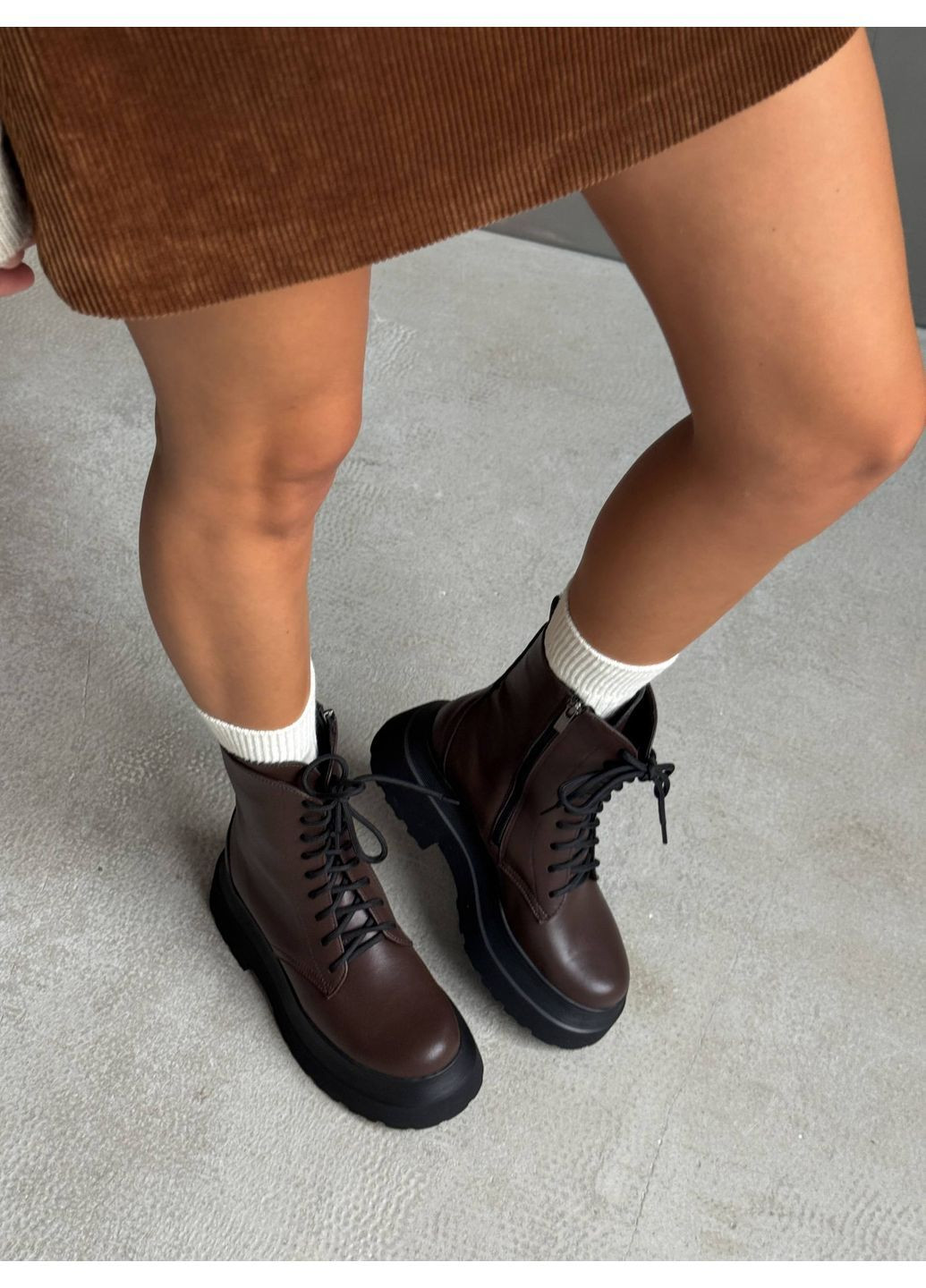 Зимние зимние кожаные берцы Helen