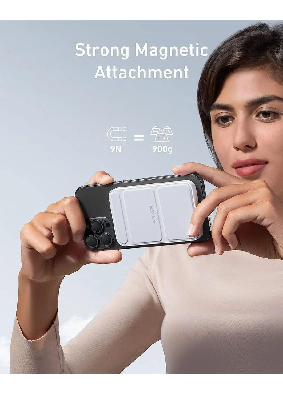Магнітний павербанк 622 MagGo 5000 mAh 12W з бездротовою зарядкою та підставкою Anker (349824346)