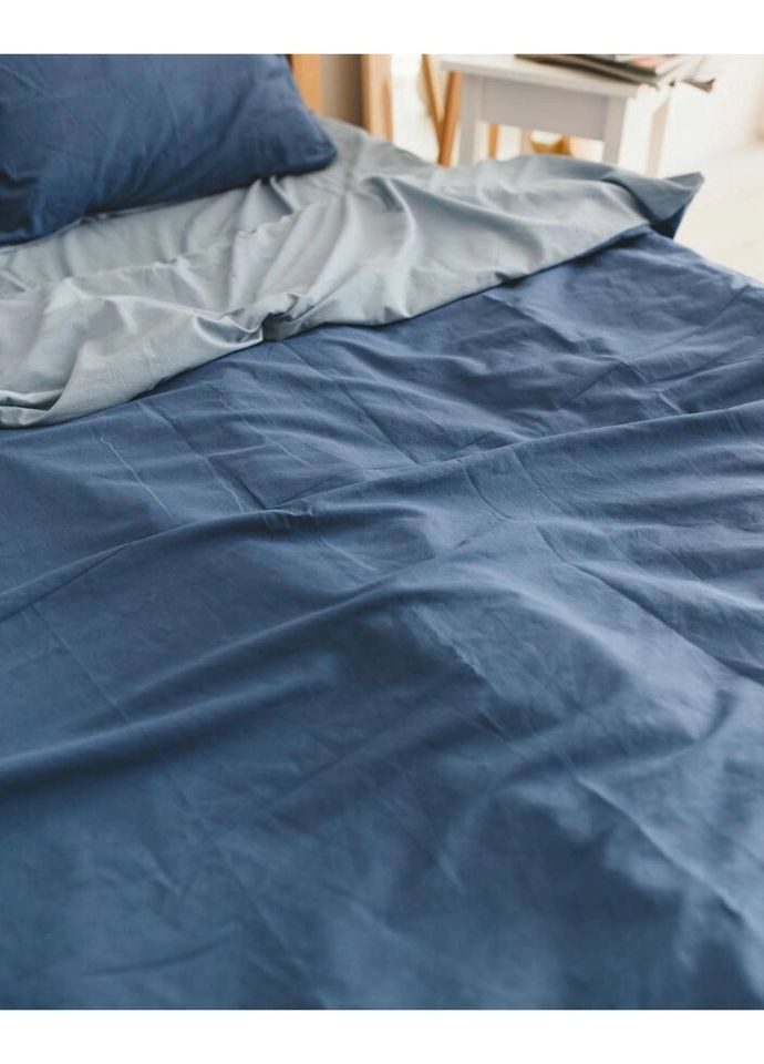 Постельное белье двуспальное Home Вареный хлопок 20481 180х215 см синяя с голубым DUSHKA (327790614)