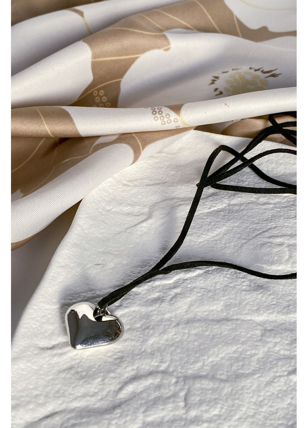 Чокер з кулоном серце CHICLY текстиль, метал (367831326)