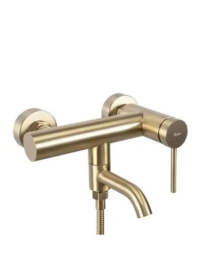 Смеситель для ванны и душа CLIF BRUSHED GOLD настенный с изливом Rea (387271481)