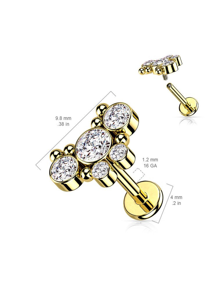 Серьга микролабрет "Бабочка" для пирсинга Монро или хряща уха LSI46-1606-C из стали ( 6мм) Spikes (333698546)