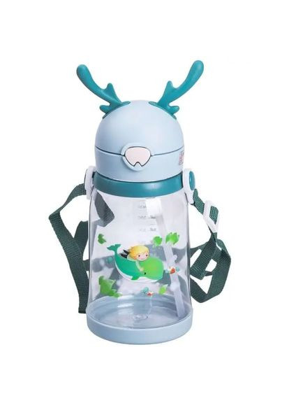 Пляшка для води дитяча 550 мл на ремінці пляшечка з трубочкою для спорту та школи HP-14-44TU Yiwu (351431472)