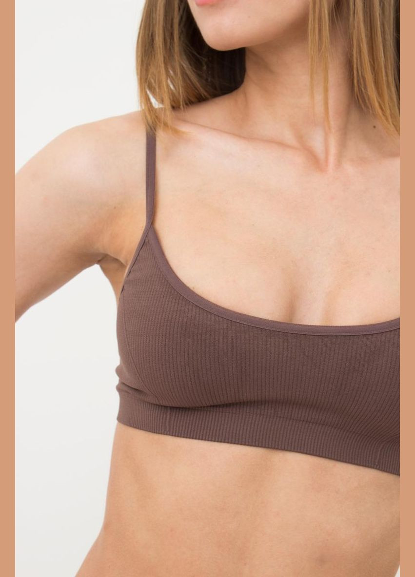 Коричневый брасьер женский бюстгальтер топ в рубчик Giulia без косточек полиамид
