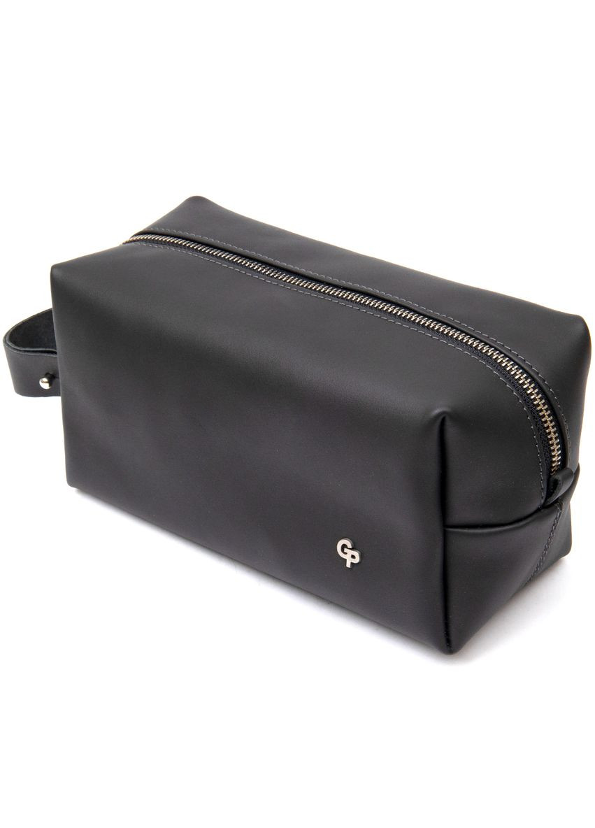 Чоловічий несесер із натуральної шкіри з ручкою матовий чорний (sku_11508) No Brand (328922765)