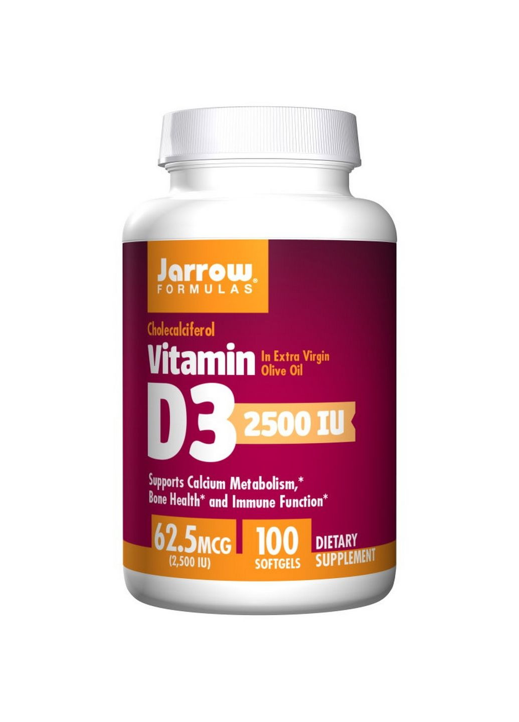 Витамины и минералы Vitamin D3 2500 IU, 100 капсул Jarrow Formulas (293479083)