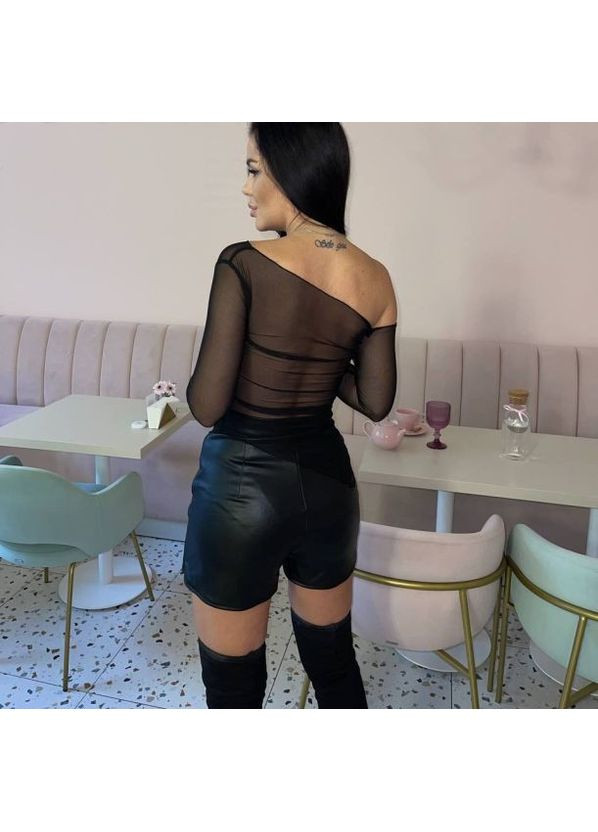 Лонгслив женский на одно плечо, с рукавами и спинкой в сеточку, вискоза, р. (ст. 407SH) No Brand (370618838)