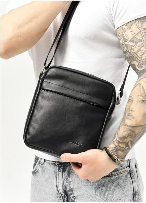 Сумка планшет через плечо мужская из натуральной кожи для телефона и для документов маленькая Черный 38084 Sambag (361660268)