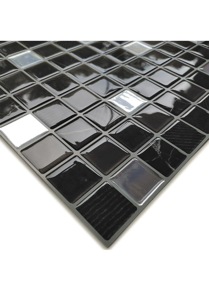 Самоклеюча поліуретанова плитка чорно-біла мозаїка 305х305х1мм (D) SW-00001149 Sticker Wall (278314725)