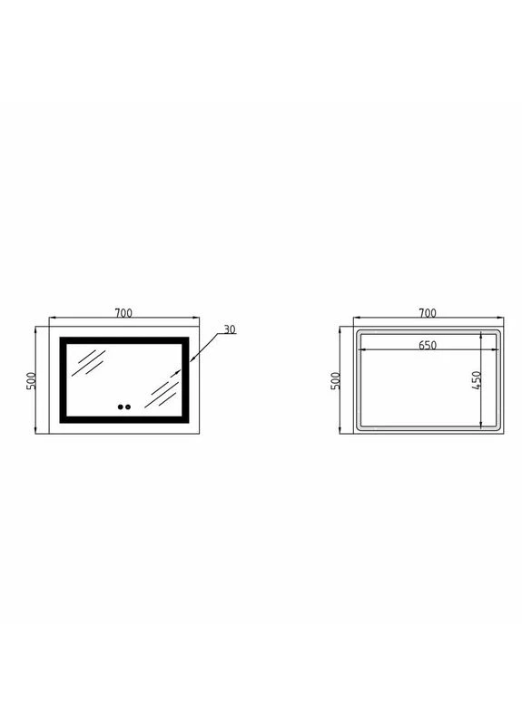Дзеркало Kubis (KU1) 700х500 з LED-підсвічуванням Touch, з антизапотіванням, з димером, рег. яскравості LD78LF90448485 LIDZ (397084566)