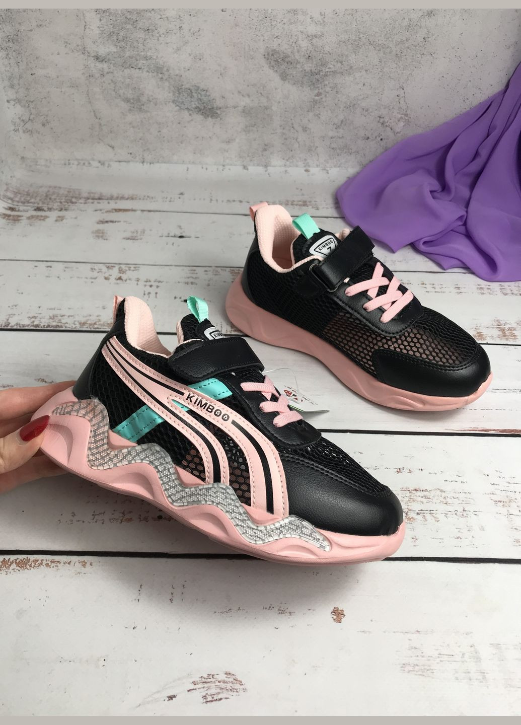 Чорні всесезонні кросівки дитячі для дівчинки kimbo-o чорний (102) Kimboo