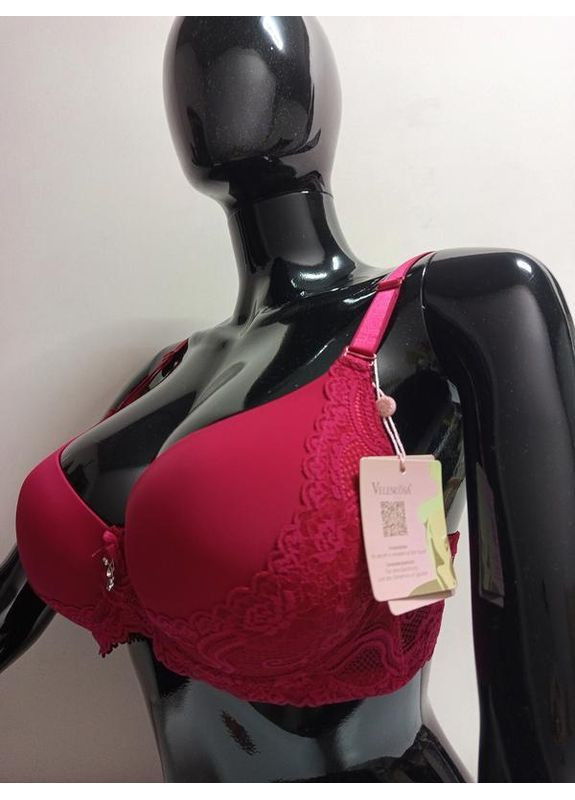 Бордовий бюстгальтер чашка d (д) (4) пуш-ап Velencosa з кісточками бавовна, спандекс, нейлон